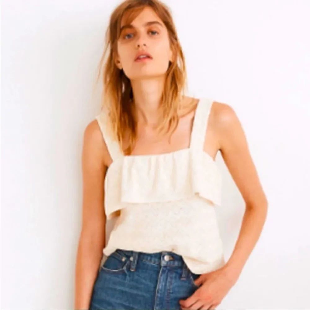 NWT Madewell Crochet Pointelle Tank Sz S Oatmeal